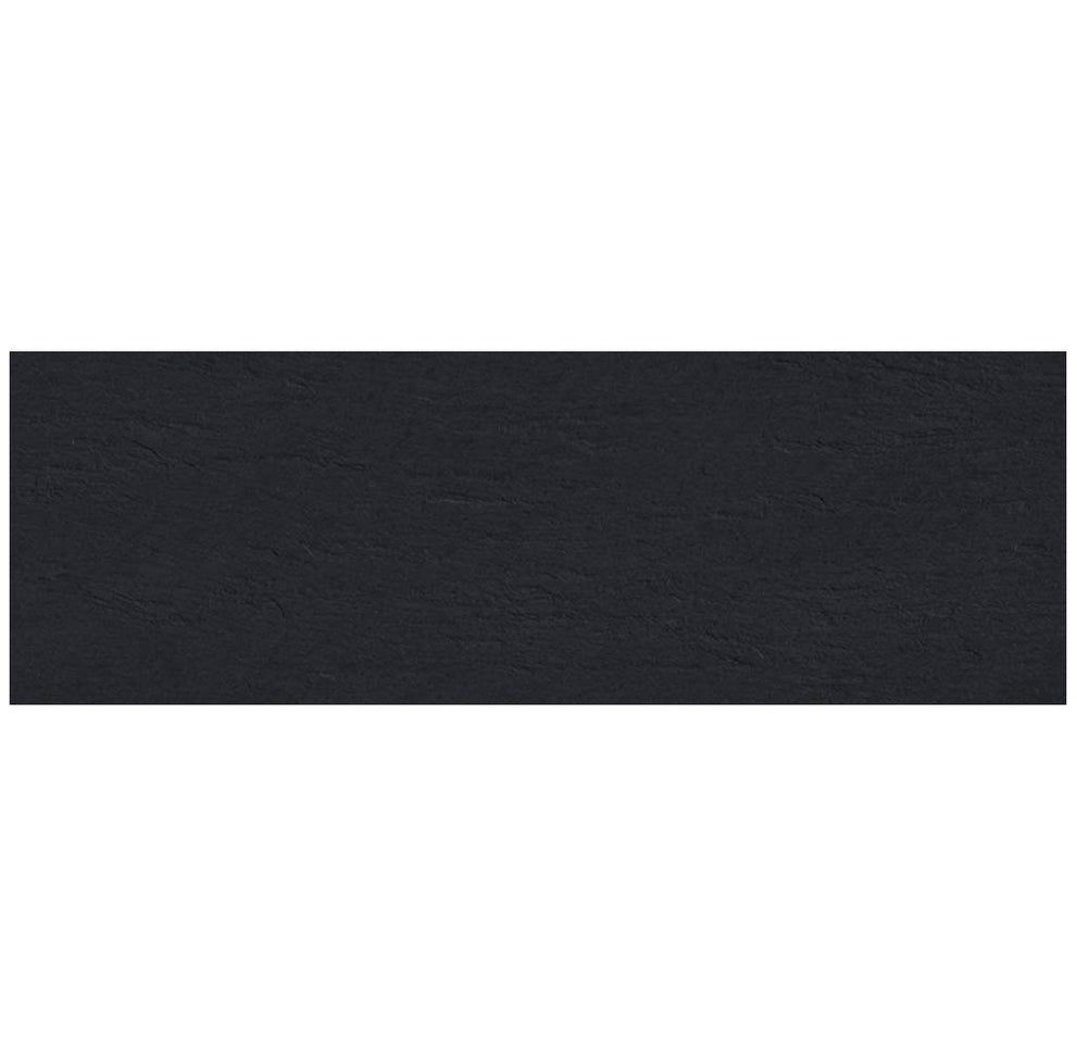 Staggered tile pattern in black matte ceramic large format tile