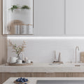 White matte ceramic rectangular tiles 12x36 inches used as kitchen backsplash and wall tiles