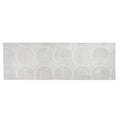 soft cloud white 16x48 matte ceramic tile with decorative circular patterns