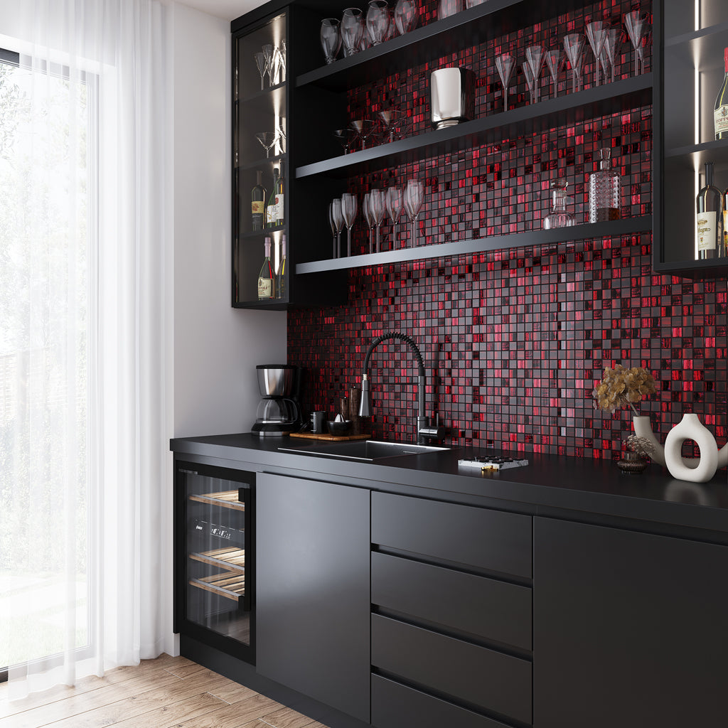 11x11 Jam Red Mosaic Tile