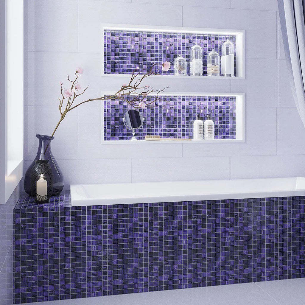 Purple 11x11 Glossy Matte Square Glass Mosaic Tile (5 pack, 4.43 sq ft/case) - Sample