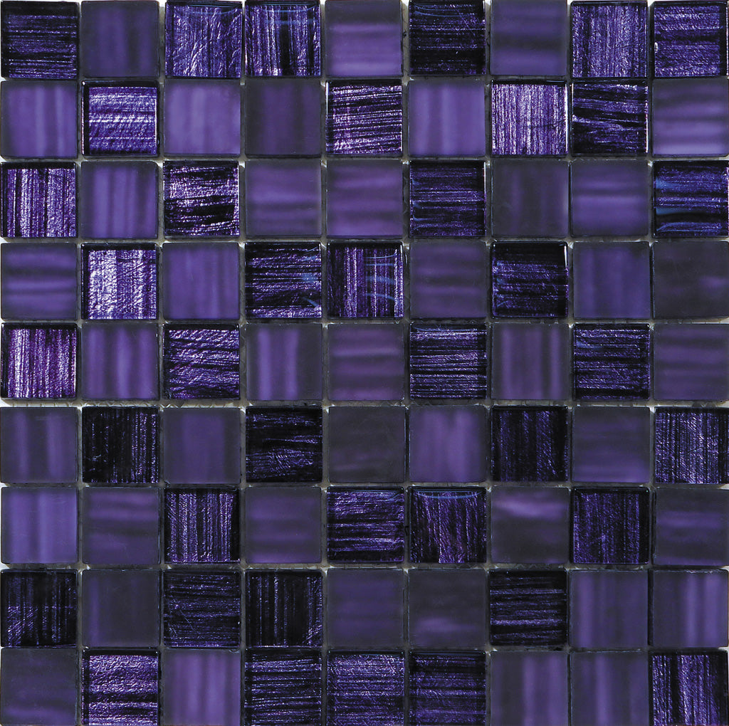 Purple 11x11 Glossy Matte Square Glass Mosaic Tile (5 pack, 4.43 sq ft/case) - Sample