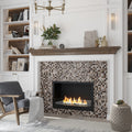 Brown square glass mosaic tile with glossy matte finish, suitable for fireplace wall installation