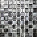 Sample - Black 11x11 Glossy Matte Square Glass Mosaic Tile (5 pack, 4.43 sq ft/case)