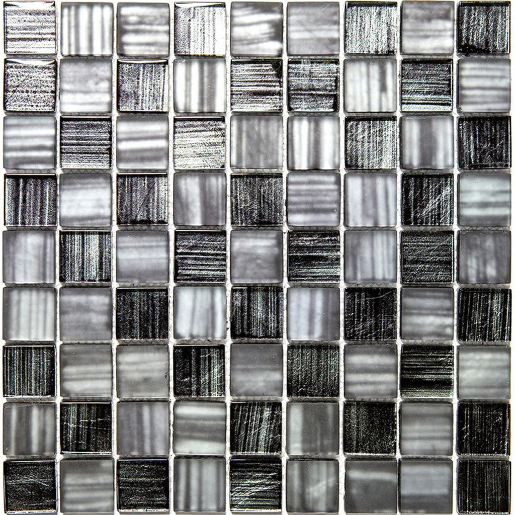 Black 11x11 Glossy Matte Square Glass Mosaic Tile (5 pack, 4.43 sq ft/case) - Sample