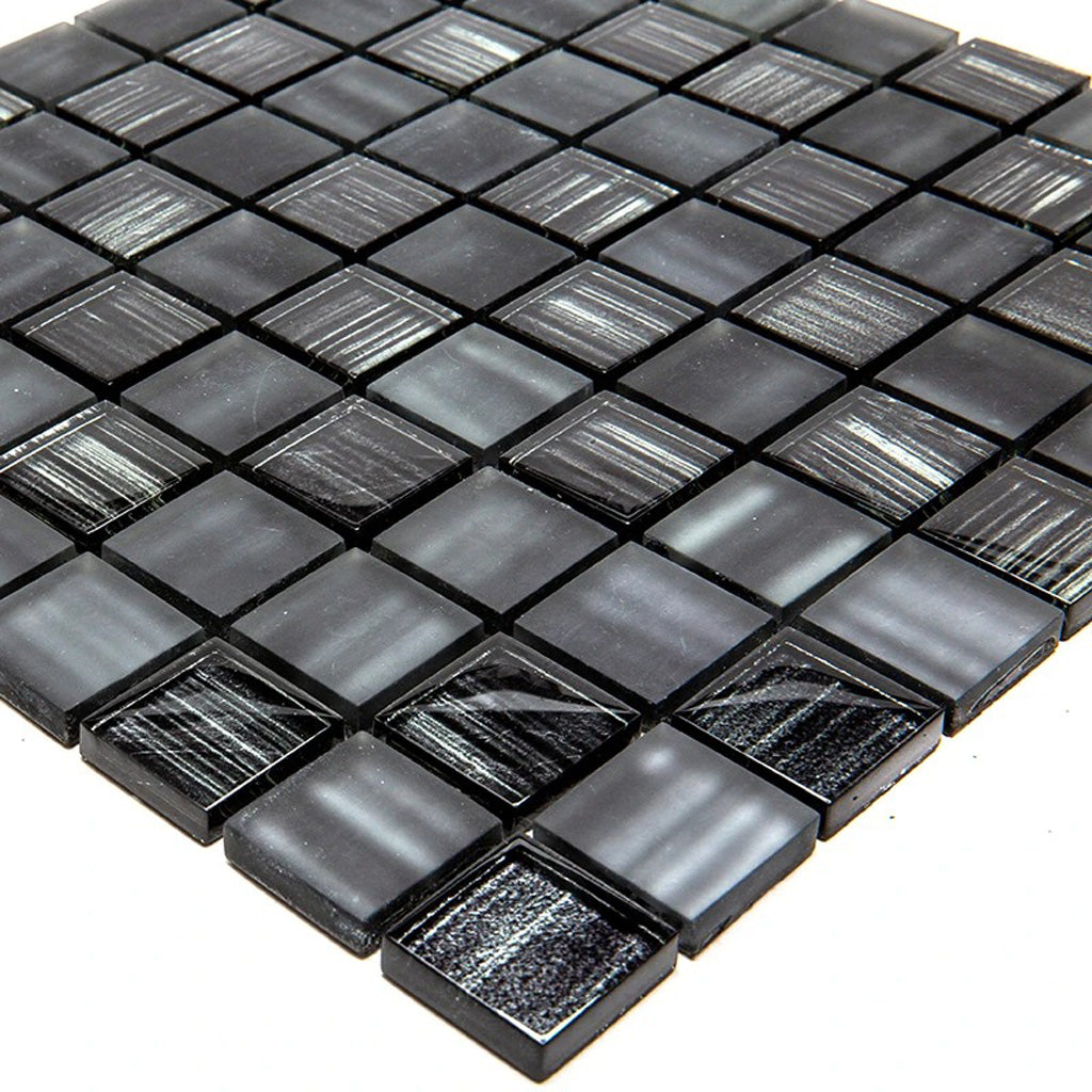 11x11 Black Matte Glass Tile