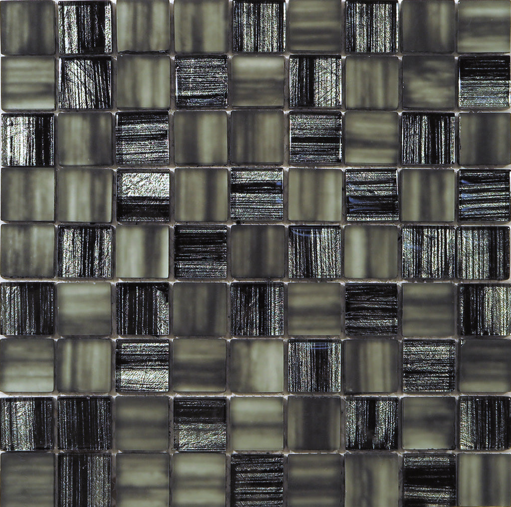 11x11 Black Matte Glass Mosaic Tiles