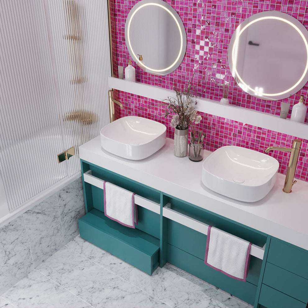Fuchsia Pink 11x11 Glossy Glass Mosaic Tile | Bold Indoor/Outdoor Style ...