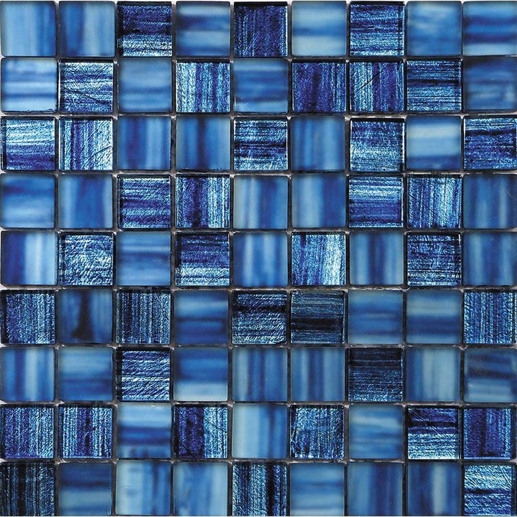 Blue 11x11 Glossy Matte Square Glass Mosaic Tile (5 pack, 4.43 sq ft/case) - Sample
