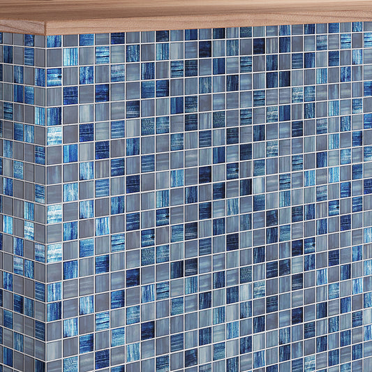 Blue 11.3 in. x 11.3 in. Polished and Matte Finished Glass Mosaic Tile (15 Cases, 66.45 sq ft/Pallet)