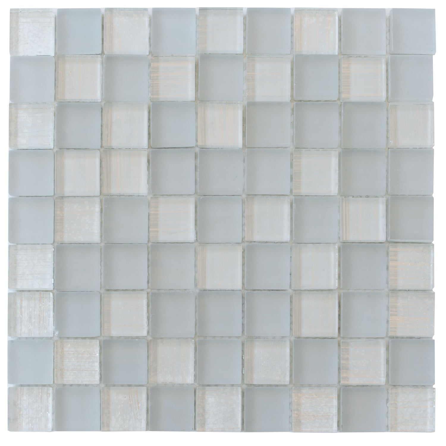 Could Gray 11x11 glossy and matte square glass mosaic tile with mixed finished squares