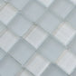 close-up gray 11x11 glossy and matte square glass mosaic tile with textured and smooth finish