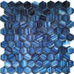 5 pack Blue 11.3 in. x 11.3 in. Hexagon Polished and Matte Finished Glass Mosaic Tile (4.43 sq ft/case) - Sample