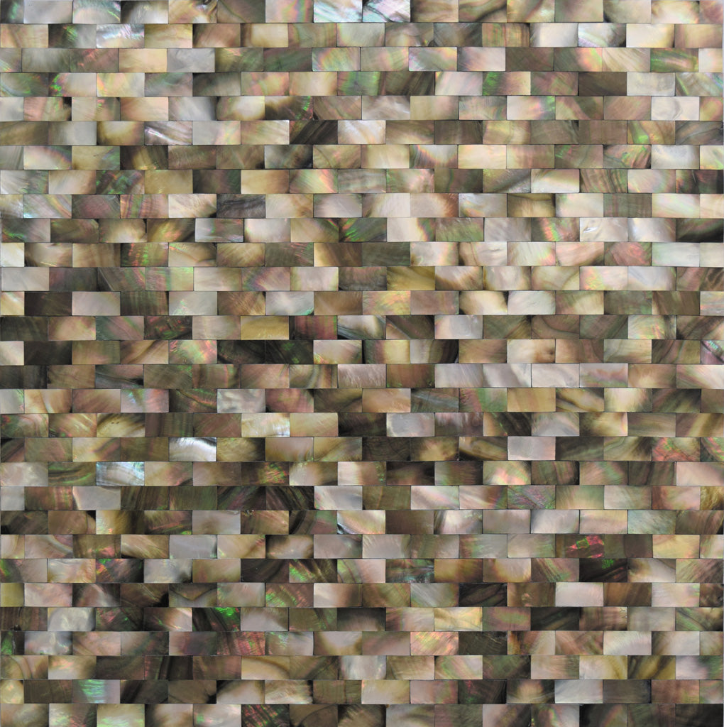 Beige Brown 11x12 Polished Brick Shell Mother of Pearl Mosaic Tile (20 pack, 19.34 sq ft/case) - Sample