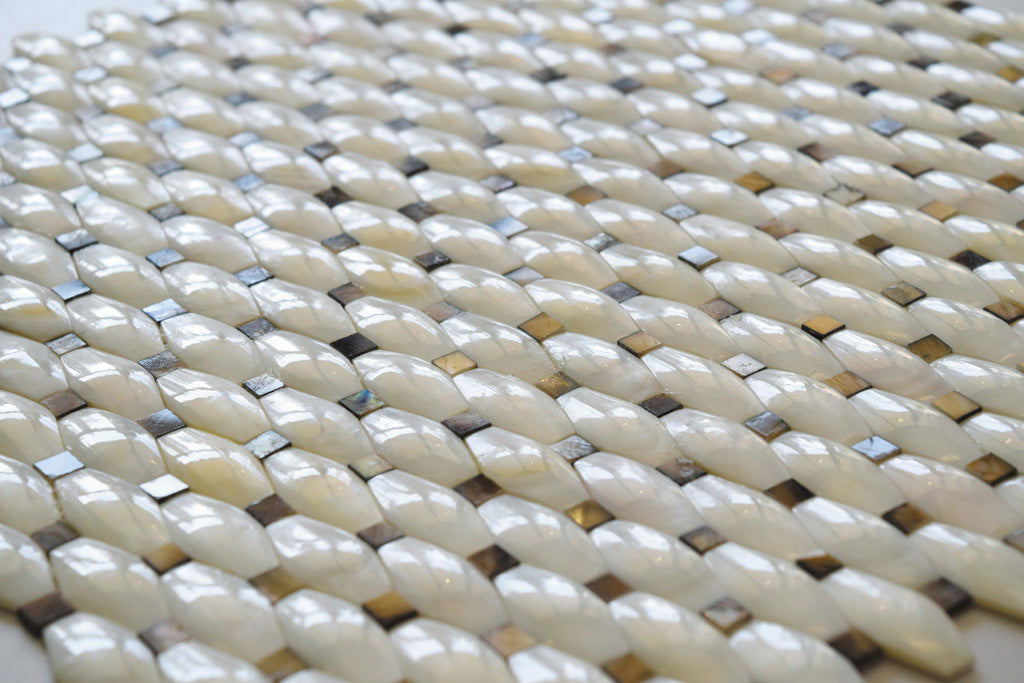 White 11x11 Polished Octagon Shell Mother of Pearl Mosaic Tile (20 pack, 18.68 sq ft/case) - Sample