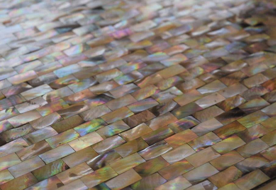 Brown 11x12 Polished Brick Shell Mother of Pearl Mosaic Tile (20 pack, 19 sq ft/case) - Sample