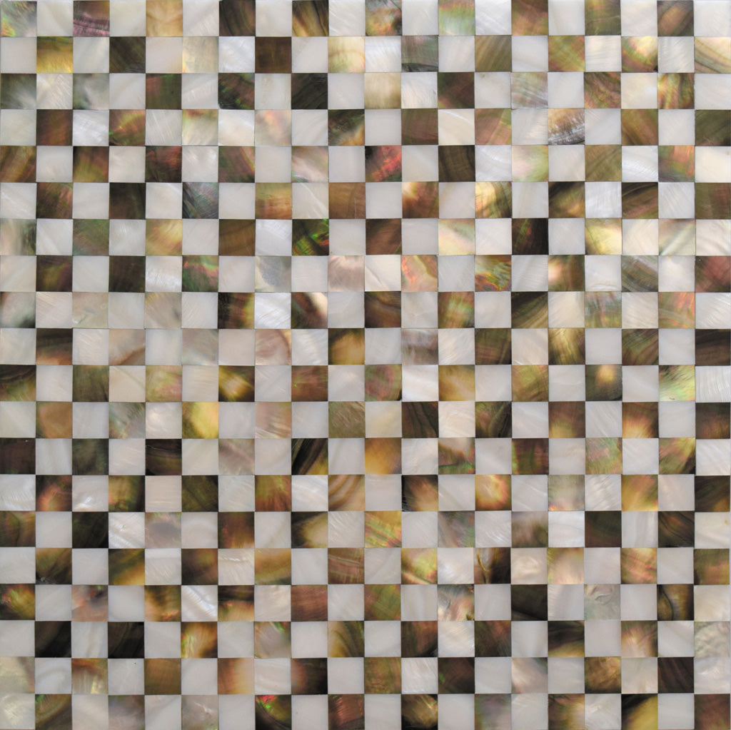 Beige Brown White 12x12 Polished Square Shell Mother of Pearl Mosaic Tile (20 pack, 19.34 sq ft/case) - Sample