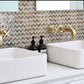 20 pack Brown and White 11.1 in. x 11.2 in. Polished Mother of Pearl Herringbone Wall Mosaic Tile (17.27 sq ft/case) - Sample