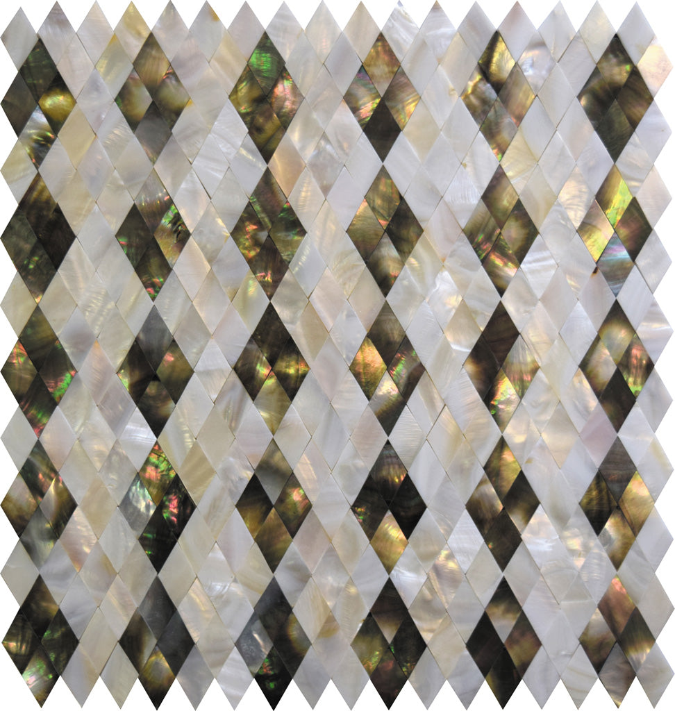 Apollo Tile Sea Kiss Elongated White Daimond 12-in x 12-in Polished Natural Shell Octagon Dot Wall Tile (18.68-sq. ft/ Carton)