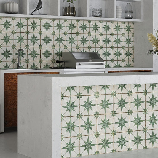 Green White 9x9 Matte-Layer Tech Star Square Porcelain Tile (13 pack, 6.96 sq ft/case)