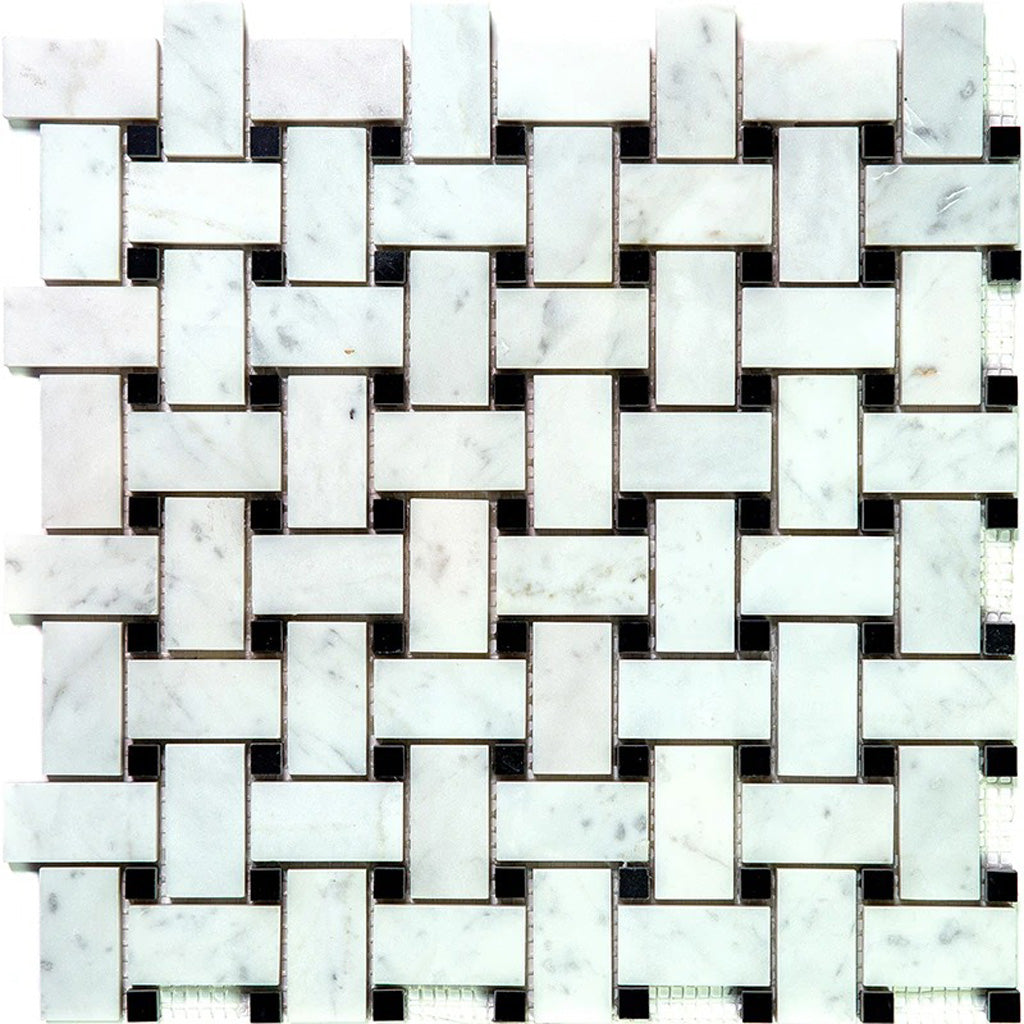 Basketweave Marble Mosaic Tile