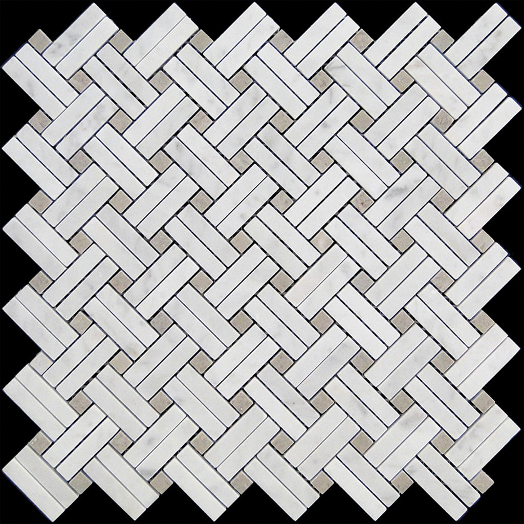 White Basketweave Floor and Wall Tile 