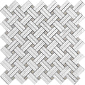 Sample - Bianco Carrara, Eastern Beige 11x11 Polished Basketweave Marble Mosaic Tile (5 pack, 4.47 sq ft/case)