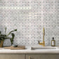 5 pack White 11 in. x 11 in. Basketweave with Dot Polished Marble Mosaic Tile (4.20 sq ft/case) - Sample
