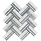 Blue White 11x12 Polished Herringbone Marble Mosaic Tile (5 pack, 4.71 sq ft/case) - Sample