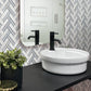 Blue White 11x12 Polished Herringbone Marble Mosaic Tile (5 pack, 4.71 sq ft/case) - Sample