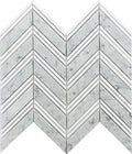 Sample - Flint Gray 11x12 Polished Herringbone Bardiglio Nuvolato Bianco Carrara Marble Mosaic Tile (5 pack, 4.51 sq ft/case)
