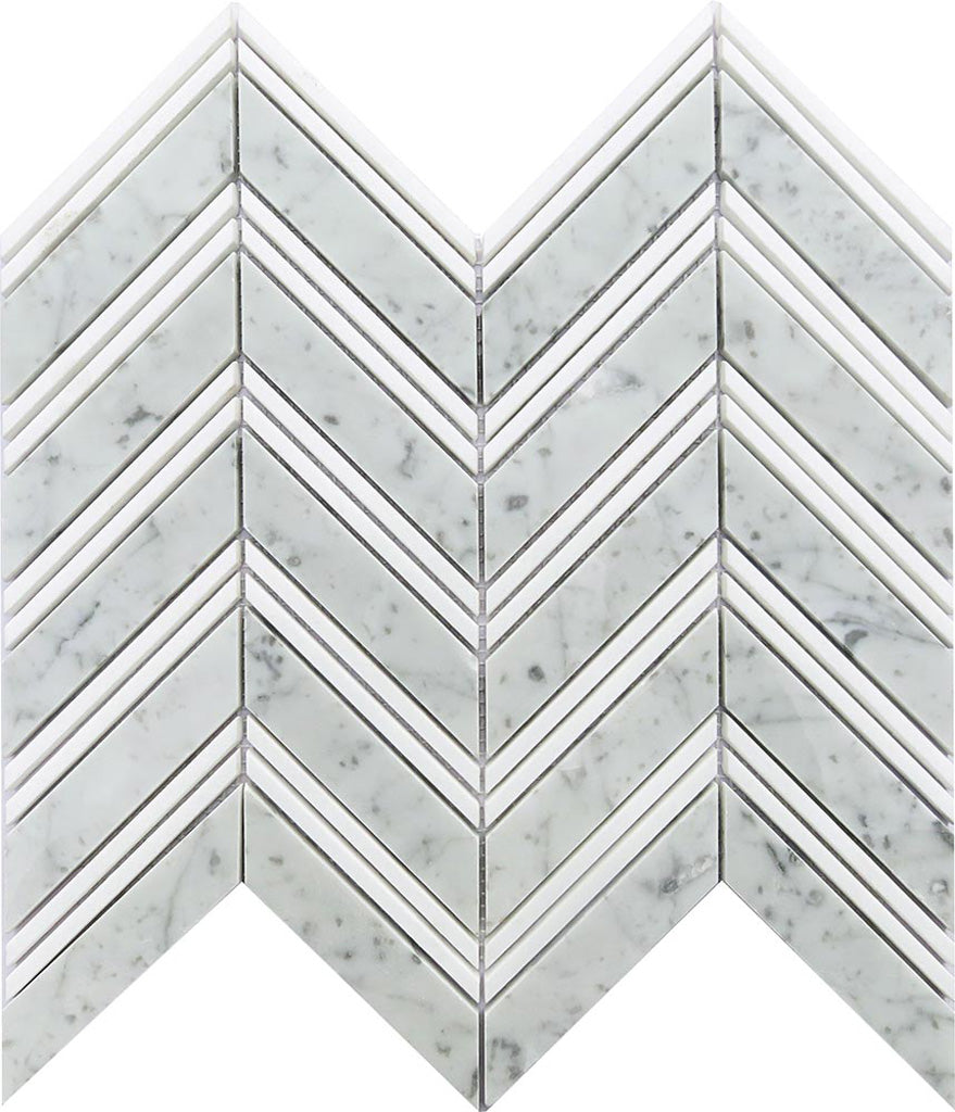 Flint Gray 11x12 Polished Herringbone Marble Mosaic Tile (5 pack, 4.51 sq ft/case) - Sample