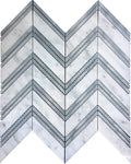 Sample - Gray White 11x12 Polished Herringbone Bianco Carrara Bardiglio Nuvolato Marble Mosaic Tile (5 pack, 4.51 sq ft/case)
