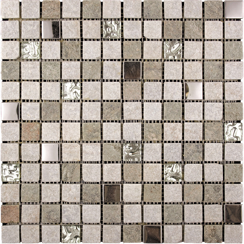 5 pack Light Gray 12-in x 12-in Polished Glass; Metal; Stone Marble Uniform Squares Wall Tile (5 sq ft/case) - Sample