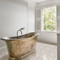beige and white hexagon polished marble mosaic tile floor for bathroom or interior flooring