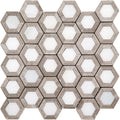 Sample - Wooden Beige Eastern White 10x11 Polished Hexagon Marble Mosaic Tile (5 pack, 4.19 sq ft/case)