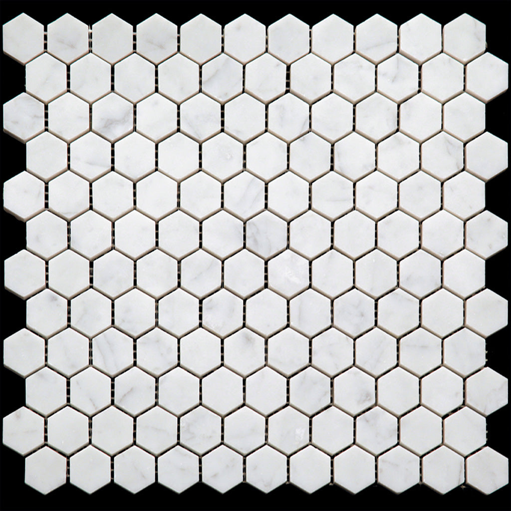 12X12 White Hexagon Marble Mosaic Tile
