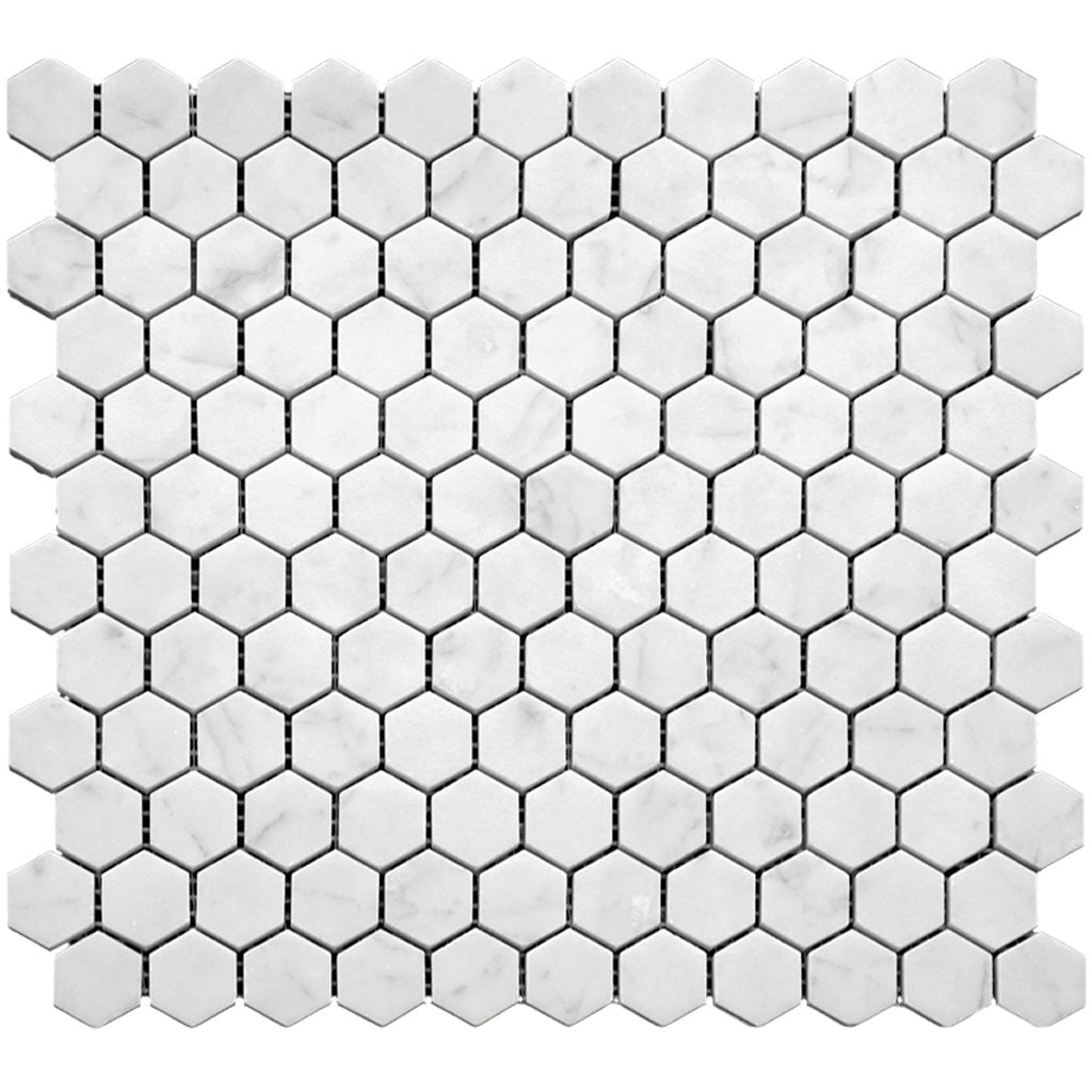 11x11 Cotton White Hexagon Polished Marble Mosaic Tile 