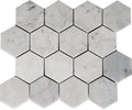 Sample - White 10x12 Polished Hexagon Bianco Carrara Marble Mosaic Tile (5 pack, 4.49 sq ft/case)