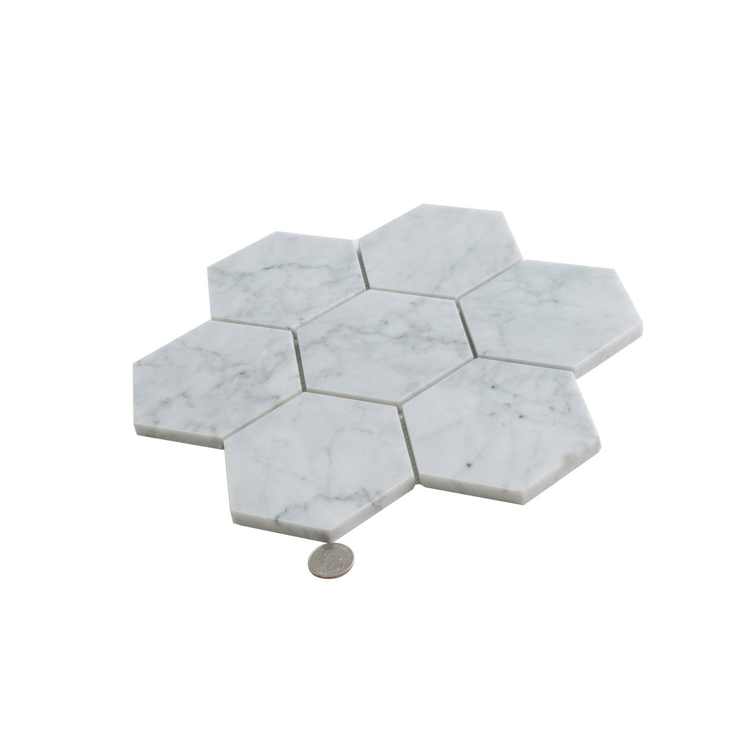 Sample - White 10x11 Honed Marble Hexagon Mosaic tile (5 pack, 3.75 sq ft/case)