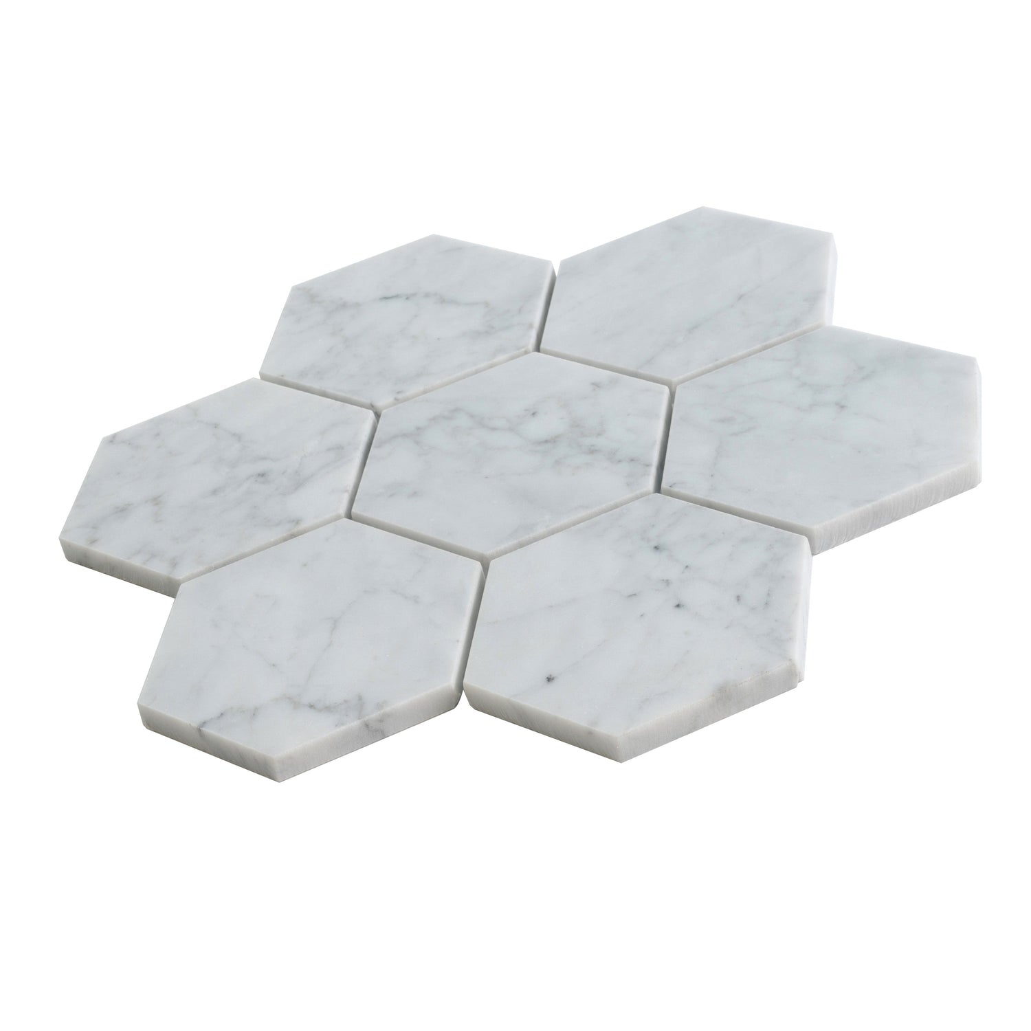 Sample - White 10x11 Honed Marble Hexagon Mosaic tile (5 pack, 3.75 sq ft/case)