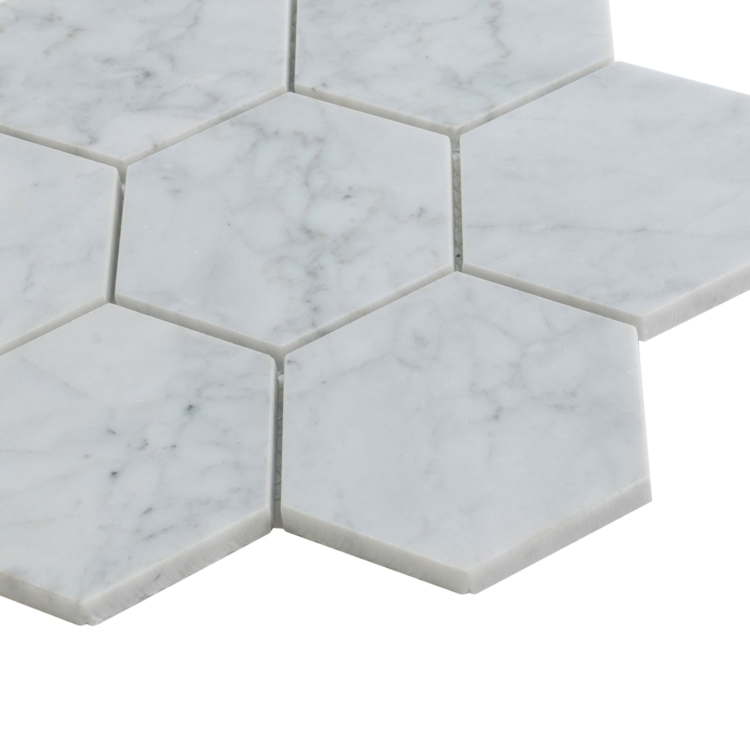 Sample - White 10x11 Honed Marble Hexagon Mosaic tile (5 pack, 3.75 sq ft/case)
