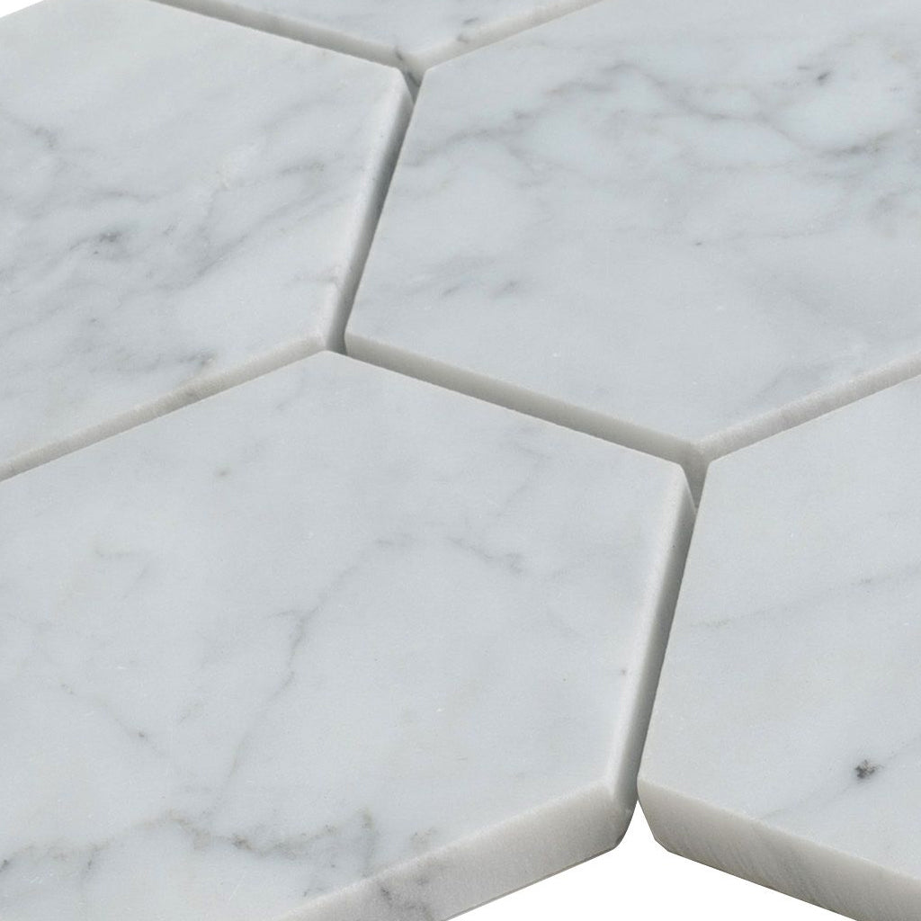 Sample - White 10x11 Honed Marble Hexagon Mosaic tile (5 pack, 3.75 sq ft/case)