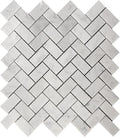 Sample - White 12x12 Polished Herringbone Bianco Carrara Marble Mosaic Tile (5 pack, 4.83 sq ft/case)