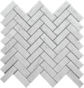 Sample - White 12x12 Polished Herringbone Bianco Carrara Marble Mosaic Tile (5 pack, 5.29 sq ft/case)