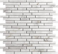 Sample - Eastern White 12x12 Polished Split Face Brick Marble Mosaic Tile (5 pack, 4.83 sq ft/case)