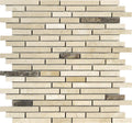 Sample - Beige 12x12 Polished Split Face Brick Crema Marfil, Emperador Dark Marble Mosaic Tile (5 pack, 4.83 sq ft/case)