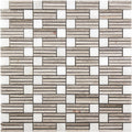 Sample - Eastern White, Wooden Grey 12x12 Polished Brick Marble Mosaic Tile (5 pack, 5 sq ft/case)