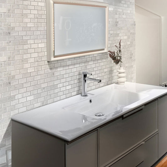 White 12x12 Honed Brick Marble Mosaic Tile (5 pack, 4.92 sq ft/case) - Sample