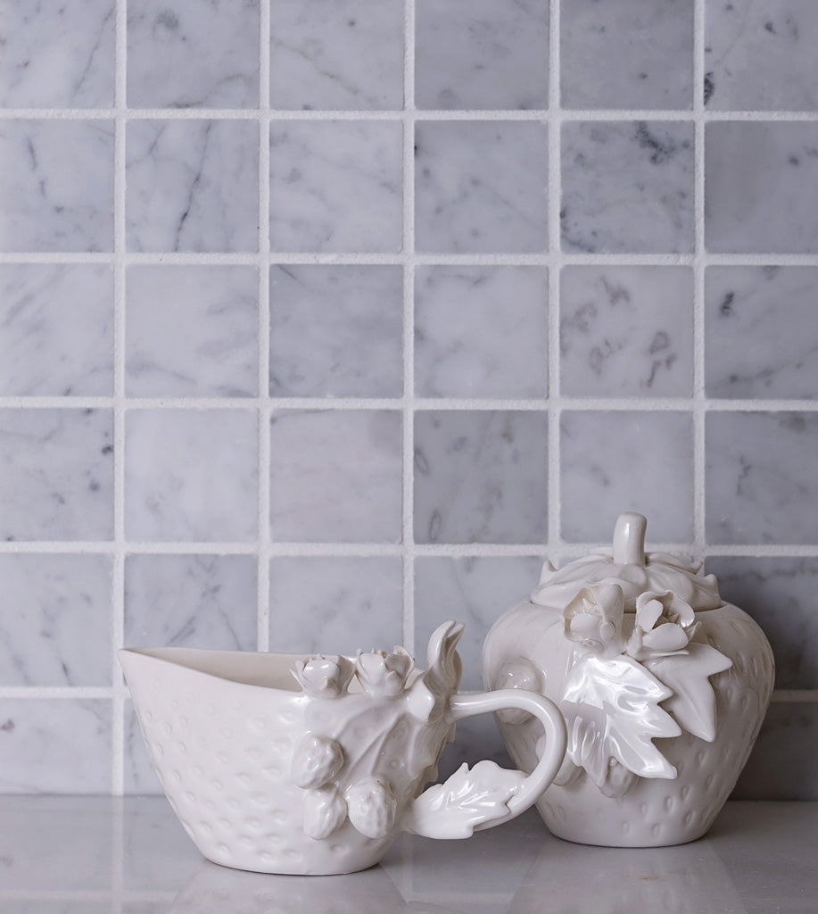 12x12 White Square Honed Marble Tile